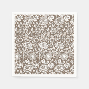 Art Nouveau Anjer Damast, Taupe en Wit Servetten