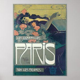 Art Nouveau antiek 1901 Cigarrillos Paris adverten Poster