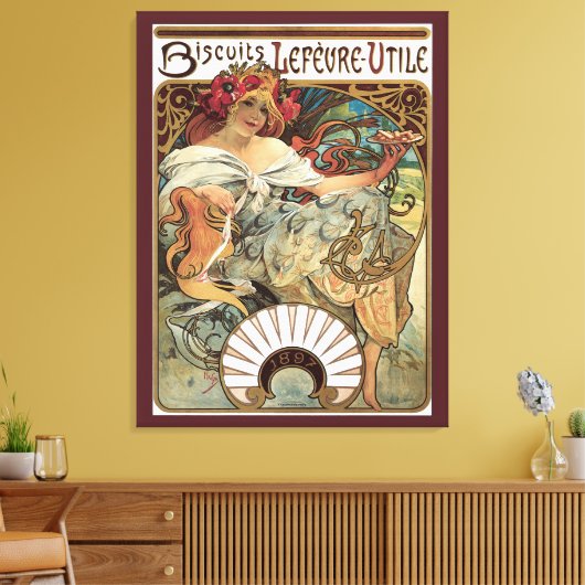 Art Nouveau antiek, Biscuits van Alphonse Mucha Canvas Afdruk (Insitu (Woonkamer))