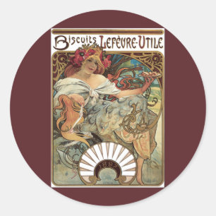 Art Nouveau antiek, Biscuits van Alphonse Mucha Ronde Sticker