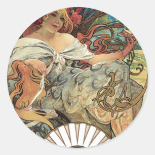 Art Nouveau antiek, Biscuits van Alphonse Mucha Ronde Sticker