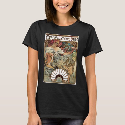 Art Nouveau antiek, Biscuits van Alphonse Mucha T-shirt (Voorkant)