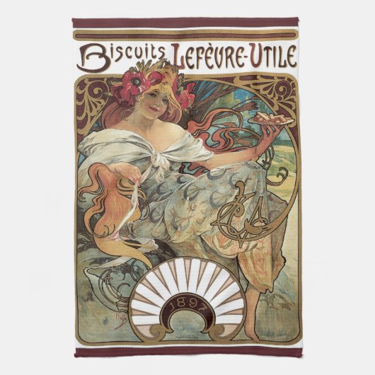 Art Nouveau antiek, Biscuits van Alphonse Mucha Theedoek (Verticaal)