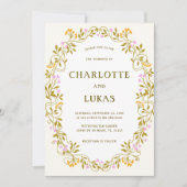 Art Nouveau Antiek Bloemen Huwelijksuitnodiging Kaart (Voorkant)