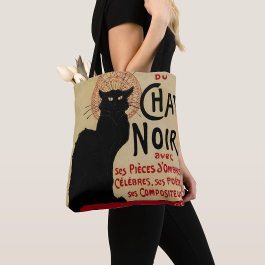 Art Nouveau-antiek, Ce Soir Chat Noir Zwarte Kat Tote Bag (Dichtbij)