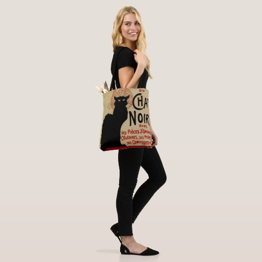 Art Nouveau-antiek, Ce Soir Chat Noir Zwarte Kat Tote Bag (Op model)