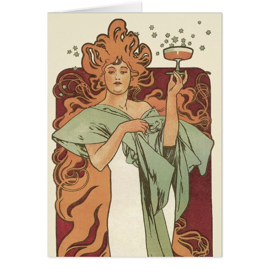 Art Nouveau antiek, Champagne door Alphonse Mucha (Voorkant)