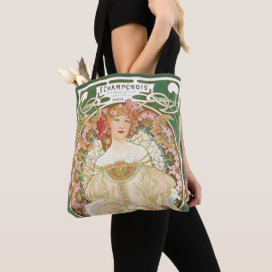 Art Nouveau-antiek, Champenois door Alphonse Mucha Tote Bag