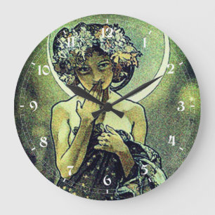 Art Nouveau antiek De Maan van Mucha Grote Klok