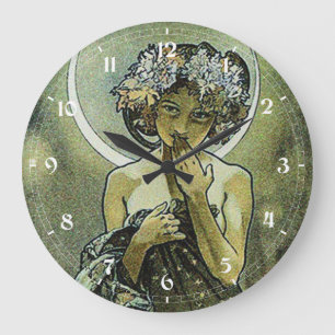 Art Nouveau antiek De Maan van Mucha Grote Klok