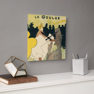 Art Nouveau antiek, La Goulue door Toulouse Lautre Vierkante Klok