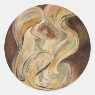 Art Nouveau antiek, La Loie Fuller moderne dansere Ronde Sticker