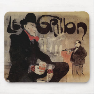 Art Nouveau-antiek Le Grillon, Man die bier drinkt Muismat