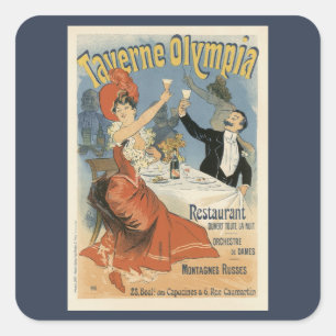 Art Nouveau antiek, Restaurant Taverne Olympia Vierkante Sticker