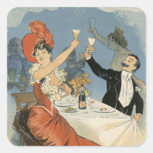 Art Nouveau antiek, Restaurant Taverne Olympia Vierkante Sticker