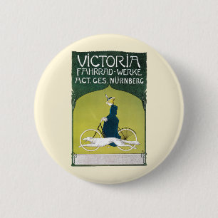Art Nouveau antiek, Victoria Fahrrad Werke, Rehm Ronde Button 5,7 Cm