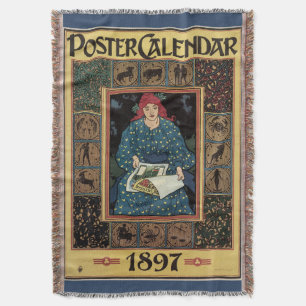 Art Nouveau-antiek, vrouw leest astrologieboek Deken