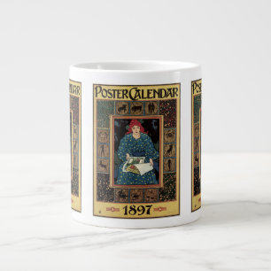 Art Nouveau-antiek, vrouw leest astrologieboek Grote Koffiekop
