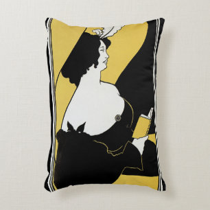 Art Nouveau-antiek, vrouw leest een geel boek Accent Kussen