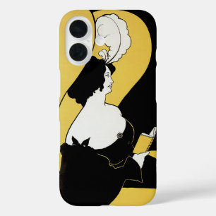Art Nouveau antiek, vrouw leest een geel boek iPhone 16 Hoesje