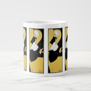 Art Nouveau antiek, vrouw leest een geel boek Grote Koffiekop