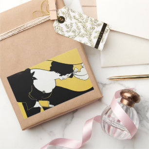 Art Nouveau antiek, vrouw leest een geel boek Rechthoekige Sticker