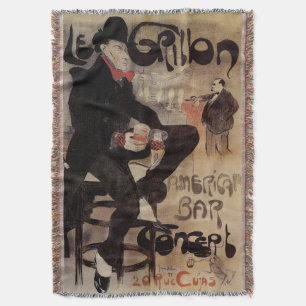 Art Nouveau-antieke Le Grillon, Man die bier drink Deken