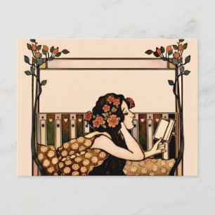 Art Nouveau antieke lezer Briefkaart