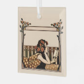 Art Nouveau antieke lezer Glas Ornament (Voorkant links)
