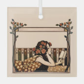 Art Nouveau antieke lezer Glas Ornament (Voorkant)