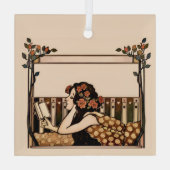 Art Nouveau antieke lezer Glas Ornament (Achterkant)
