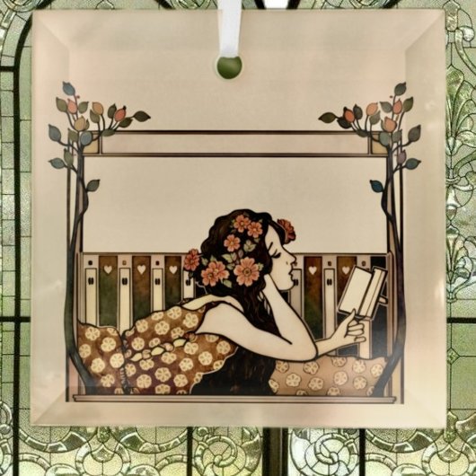 Art Nouveau antieke lezer Glas Ornament