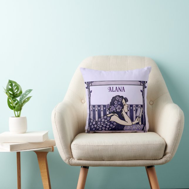 Art Nouveau antieke lezer Kussen (Stoel)