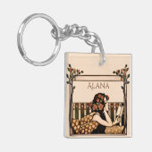 Art Nouveau antieke lezer Sleutelhanger (Voorkant Links)