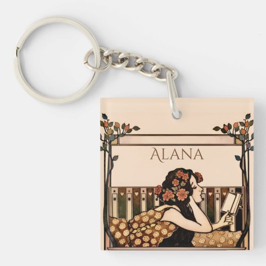 Art Nouveau antieke lezer Sleutelhanger (Voorkant)