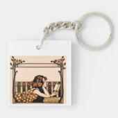 Art Nouveau antieke lezer Sleutelhanger (Achterkant)