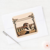 Art Nouveau antieke lezer Vierkante Sticker (Envelop)