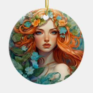 Art Nouveau Aos sí Fairy Keramisch Ornament