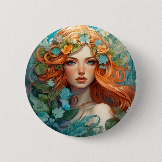 Art Nouveau Aos sí Fairy Ronde Button 5,7 Cm (Voorkant)