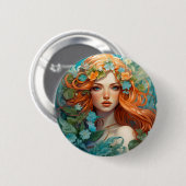 Art Nouveau Aos sí Fairy Ronde Button 5,7 Cm (Voorkant /achterkant)