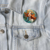 Art Nouveau Aos sí Fairy Ronde Button 5,7 Cm (In situ)