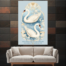 Art Nouveau Aqua Blauwe Vijver Romantische Witte Z