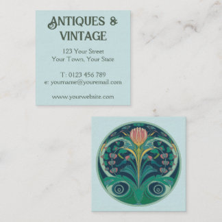 Art Nouveau Aqua Groen Vierkante Visitekaartje