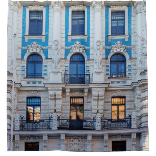 Art Nouveau-architectuur in Riga, Letland Douchegordijn (Voorkant)
