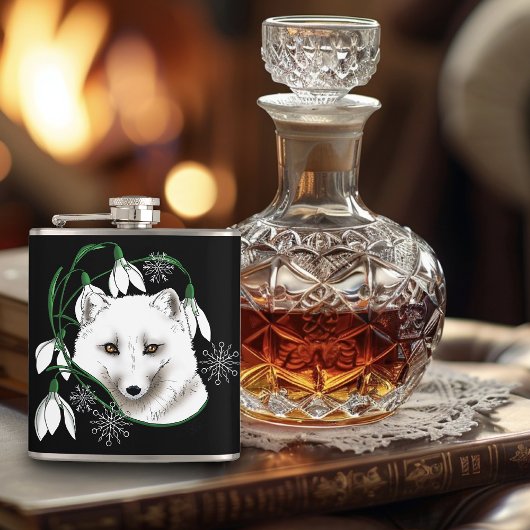 Art Nouveau Arctic White Fox Heupfles