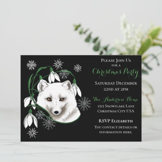 Art Nouveau Arctic White Fox Kaart (Staand voorkant)