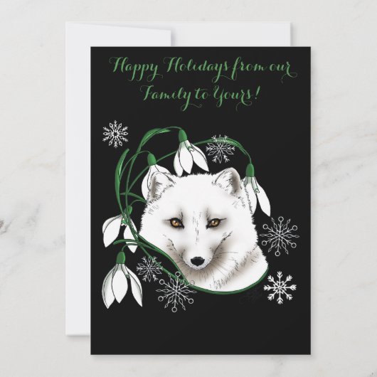 Art Nouveau Arctic White Fox Kaart (Achterkant)