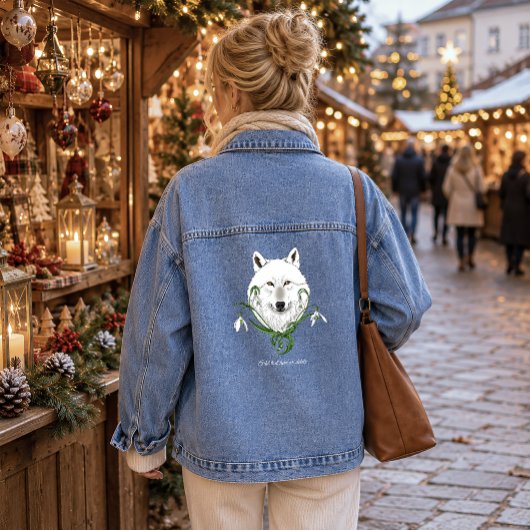 Art Nouveau Arctische Witte Vos Denim Jacket