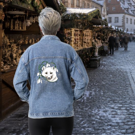 Art Nouveau Arctische Witte Vos Denim Jacket