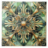 Art Nouveau / Art Deco Achterwand Goud Groen Tegeltje (Voorkant)